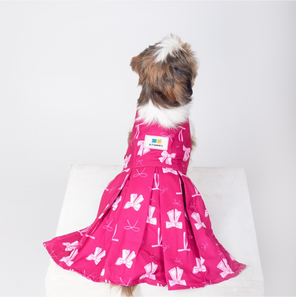 15 Furries Hot Pink Bow Dress for Dogs Dogs-Clothing & Accessories 15 Furries Dropship L