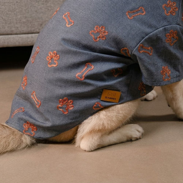 15 Furries Desi Denim Kurta for Dogs (Indigo)