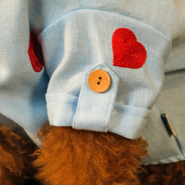 15 Furries Linen Heart Embroidered Kurta for Dogs (Baby Blue)