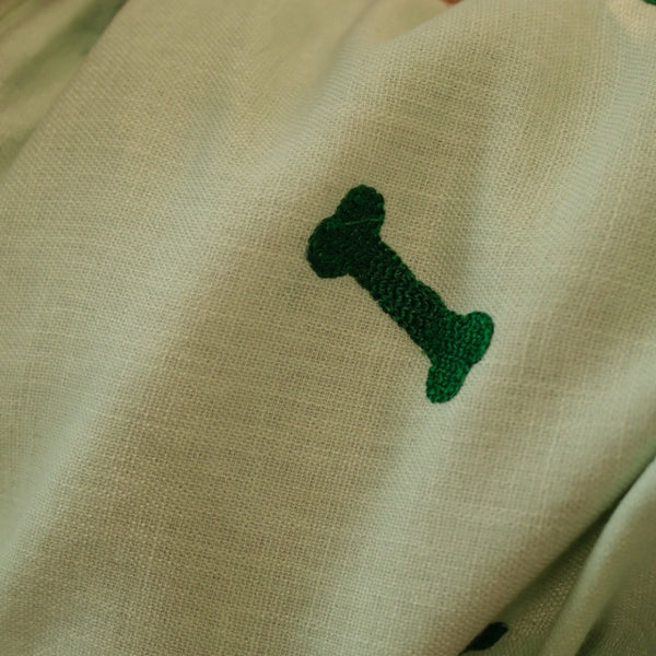 15 Furries Linen Bone Embroidered Kurta for Dogs (Mint Green)