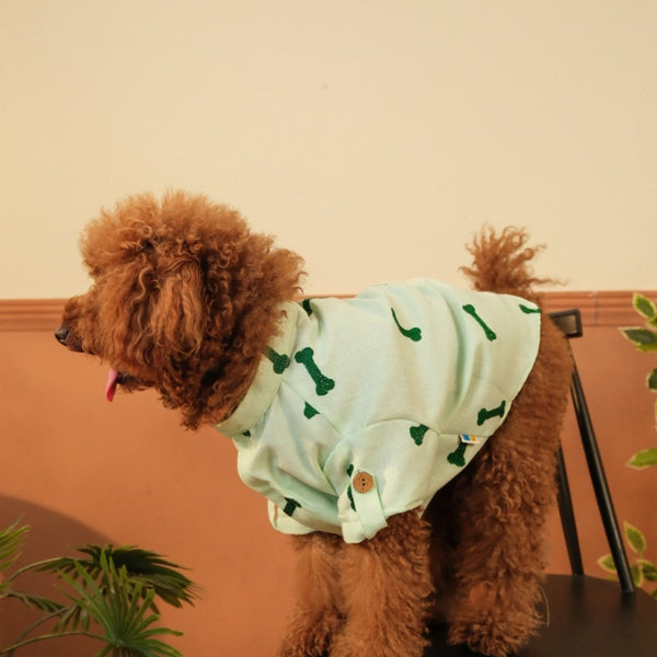 15 Furries Linen Bone Embroidered Kurta for Dogs (Mint Green)