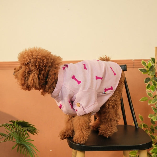 15 Furries Linen Bone Embroidered Kurta for Dogs (Lavender)
