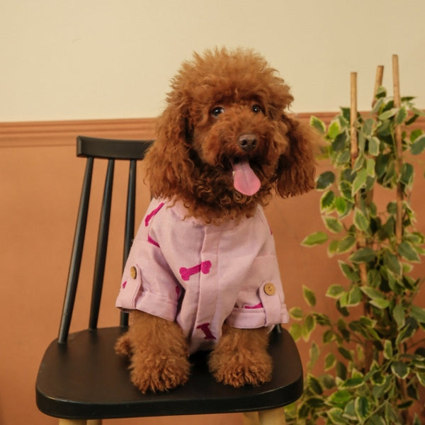 15 Furries Linen Bone Embroidered Kurta for Dogs (Lavender)