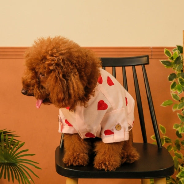 15 Furries Linen Heart Embroidered Kurta for Dogs (Baby Pink)