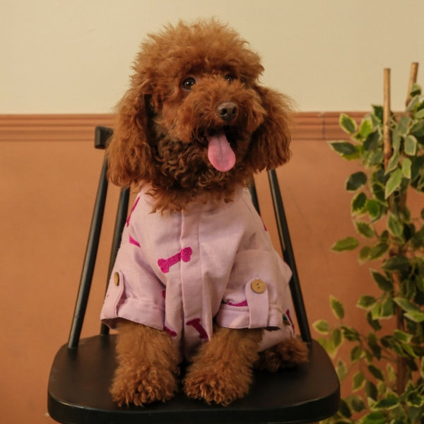15 Furries Linen Bone Embroidered Kurta for Dogs (Lavender)