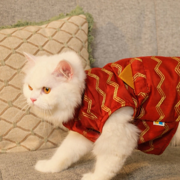 15 Furries Jashn Sherwani for Cats (Crimson Red)