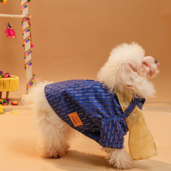 15 Furries Furwali Festival Kurta with Dupatta for Dogs (Royal Blue)