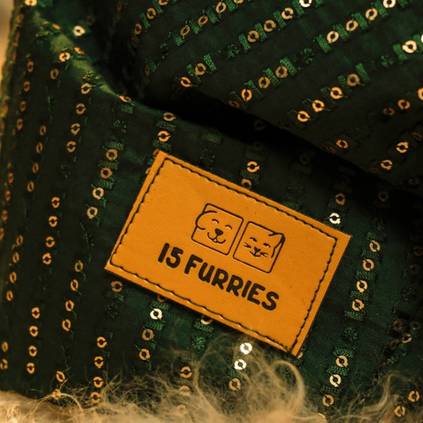 15 Furries Furwali Festival Kurta with Dupatta for Dogs (Bottle Green)