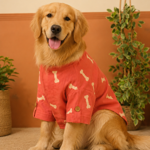 15 Furries Linen Bone Embroidered Kurta for Dogs (Grape Red)