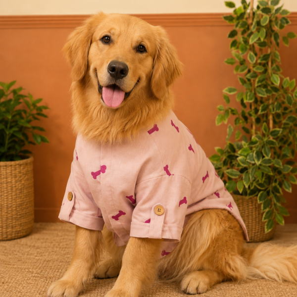 15 Furries Linen Bone Embroidered Kurta for Dogs (Lavender)