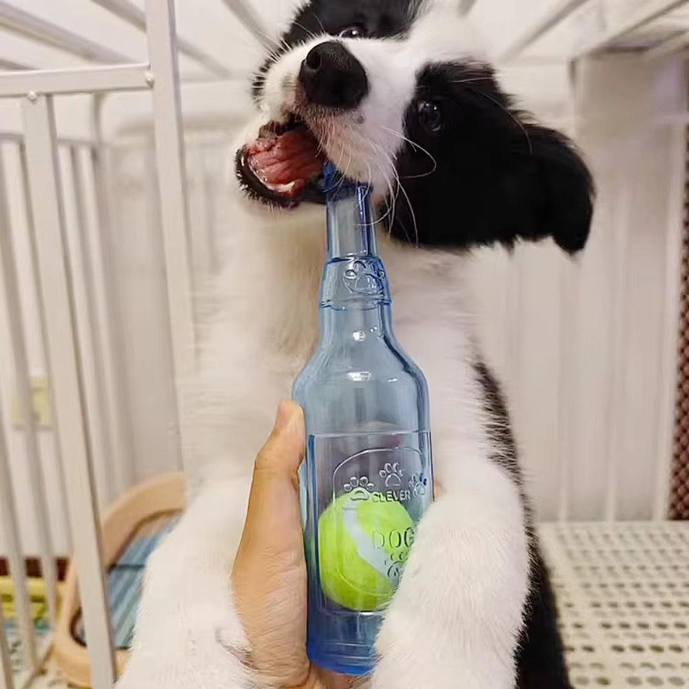 Talking Dog Club Ball in Bottle Rubber Chew Toy for Dogs (Blue) Dogs-Toys Talking Dog Club Dropship