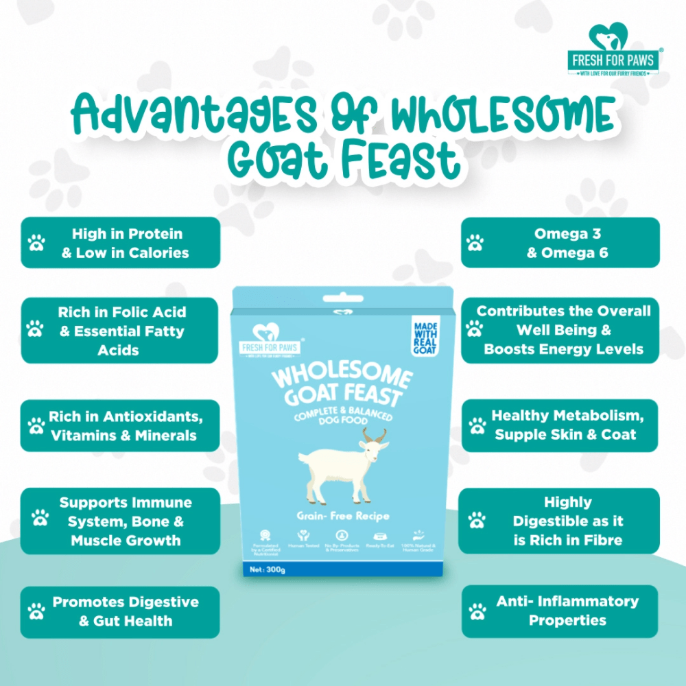 Fresh For Paws Wholesome Goat Feast and Oh My Greens Dog Wet Food (Buy 1 Get 1 Free)
