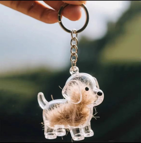 Talking Dog Club Standing Dog Hair Keepsake Capsule Key Chain