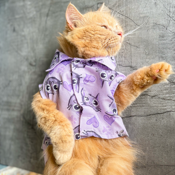 15 Furries Purple Meow Shirt for Cats (Purple)