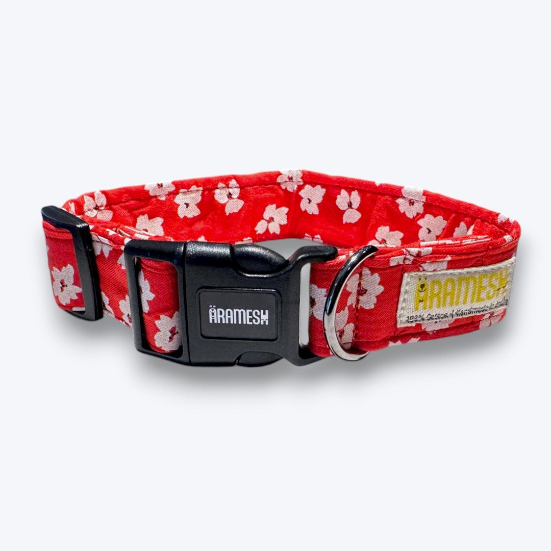 Aramesh Cherry Blossom Adjustable Collar for Dogs (Red and White) Dogs-Collar, Leashes, harnesses Aramesh Dropship M