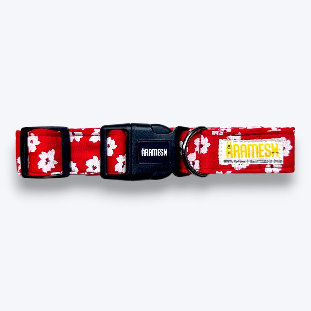 Aramesh Cherry Blossom Adjustable Collar for Dogs (Red and White) Dogs-Collar, Leashes, harnesses Aramesh Dropship