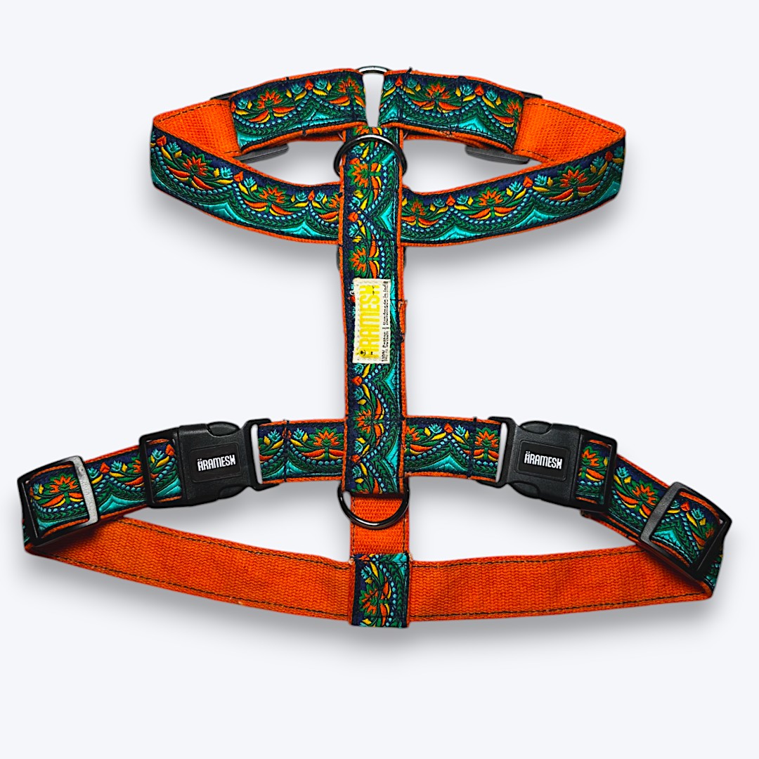 Aramesh Fire and Ice Harness for Dogs (Orange & Green) Dogs-Collar, Leashes, harnesses Aramesh Dropship S