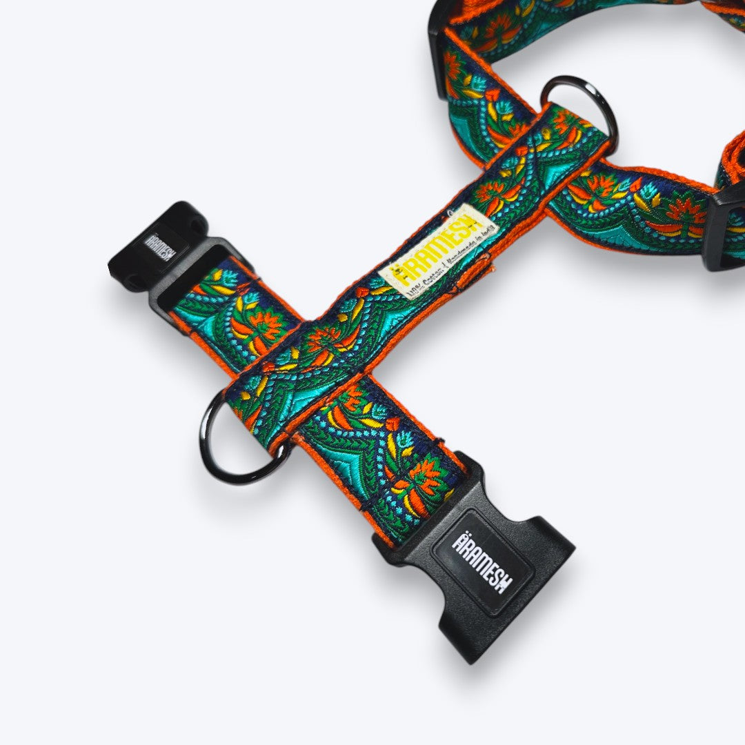 Aramesh Fire and Ice Harness for Dogs (Orange & Green) Dogs-Collar, Leashes, harnesses Aramesh Dropship