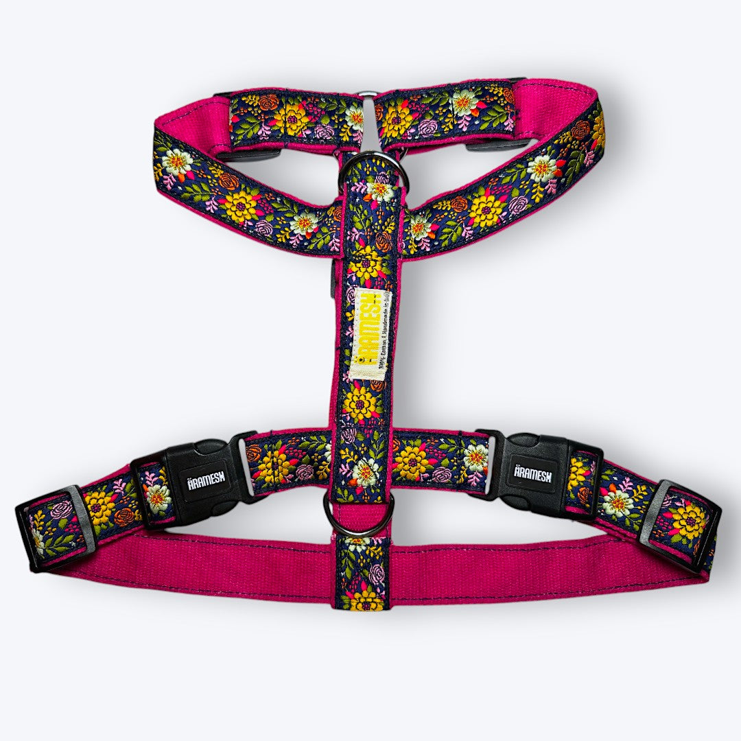 Aramesh Costal Bloom Harness for Dogs (Pink & Navy Blue) Dogs-Collar, Leashes, harnesses Aramesh Dropship S