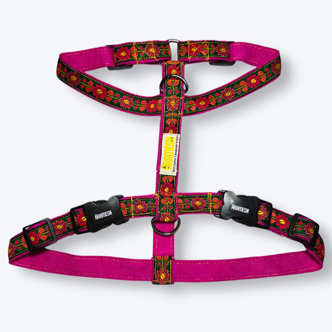 Aramesh Emerald Trails Harness for Dogs (Pink & Green) Dogs-Collar, Leashes, harnesses Aramesh Dropship XS