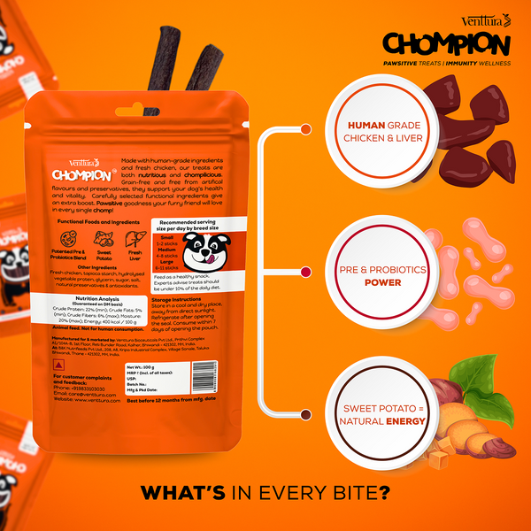 Venttura Chompion Pawsitive Immunity Wellness Dogs Treats