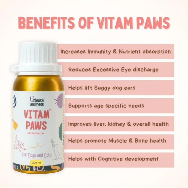 Unleash Wellness Vitam Paws Multivitamin Supplement for Dogs and Cats