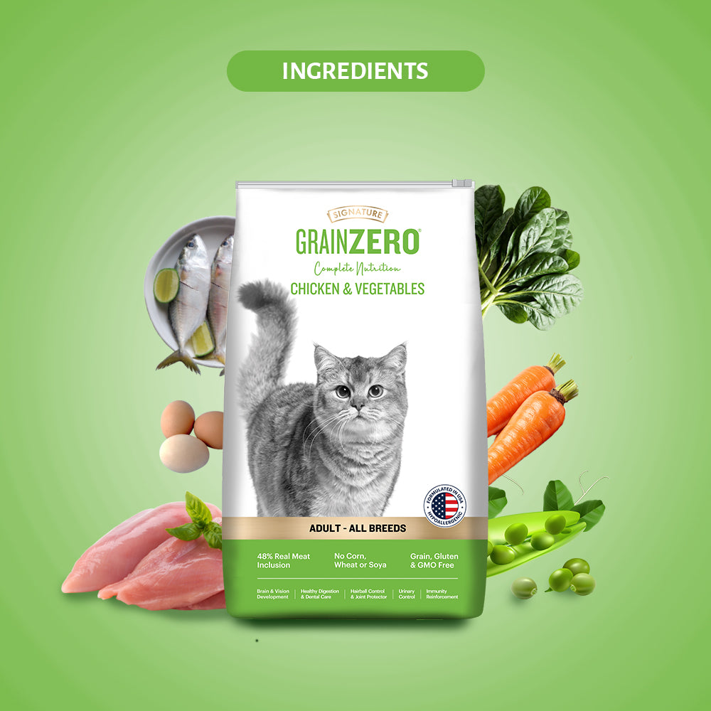 Signature Grain Zero Chicken & Vegetable Adult Cat Dry Food For All Breed Cats- Dry food Signature