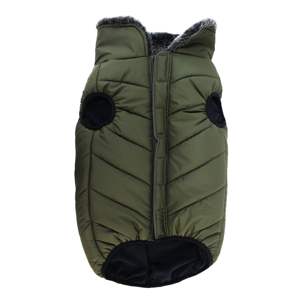 Pawpourri Fleece Lining Puffer Jacket for Dogs and Cats (Dark Green)