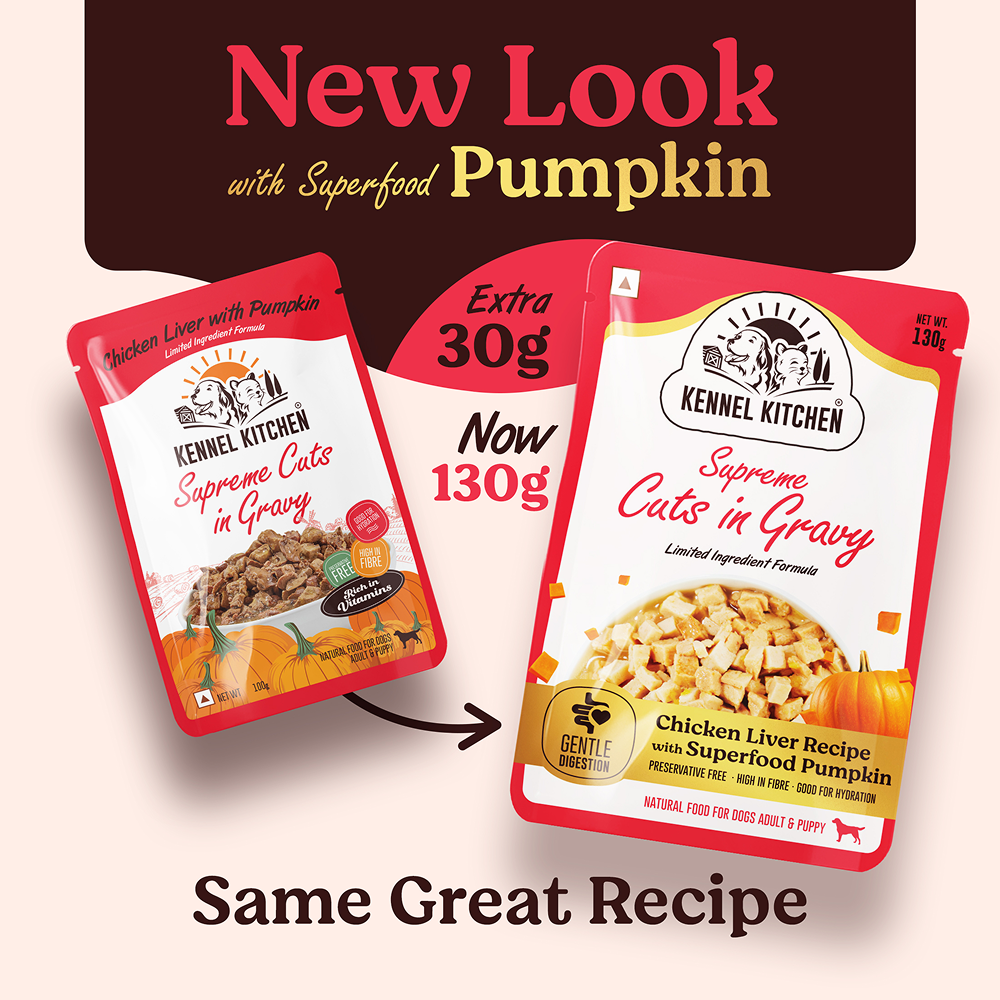 Kennel Kitchen Supreme Cuts in Gravy Chicken Liver Recipe with Pumpkin Puppy & Adult Dog Wet Food (All Life Stage)
