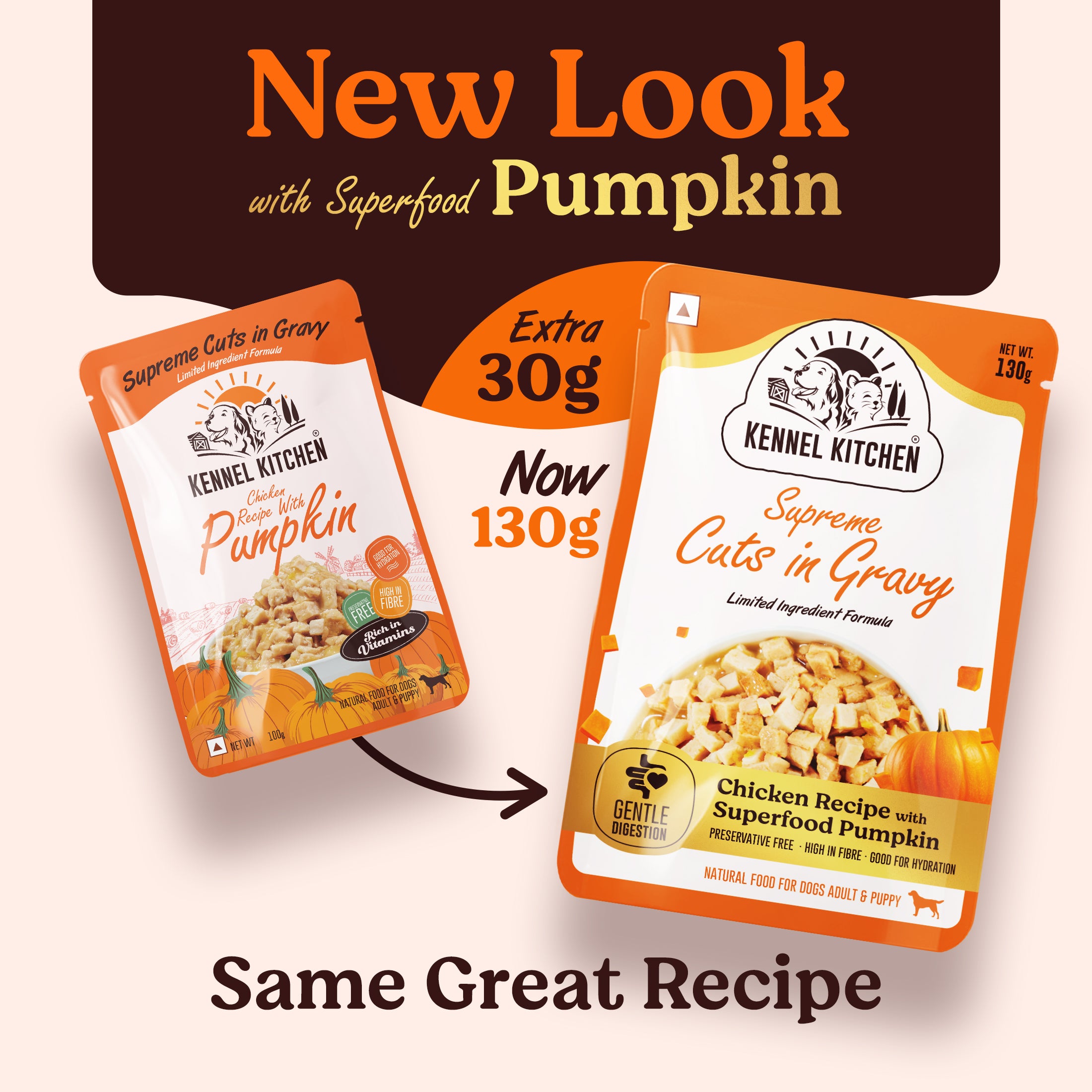 Kennel Kitchen Supreme Cuts in Gravy Chicken Recipe with Pumpkin Puppy & Adult Dog Wet Food (All Life Stage) Dogs-Wet Food Kennel Kitchen
