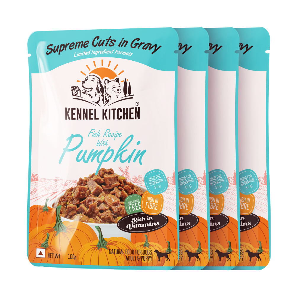 Kennel Kitchen Supreme Cuts in Gravy Fish Recipe with Pumpkin Puppy & Adult Dog Wet Food (All Life Stage)