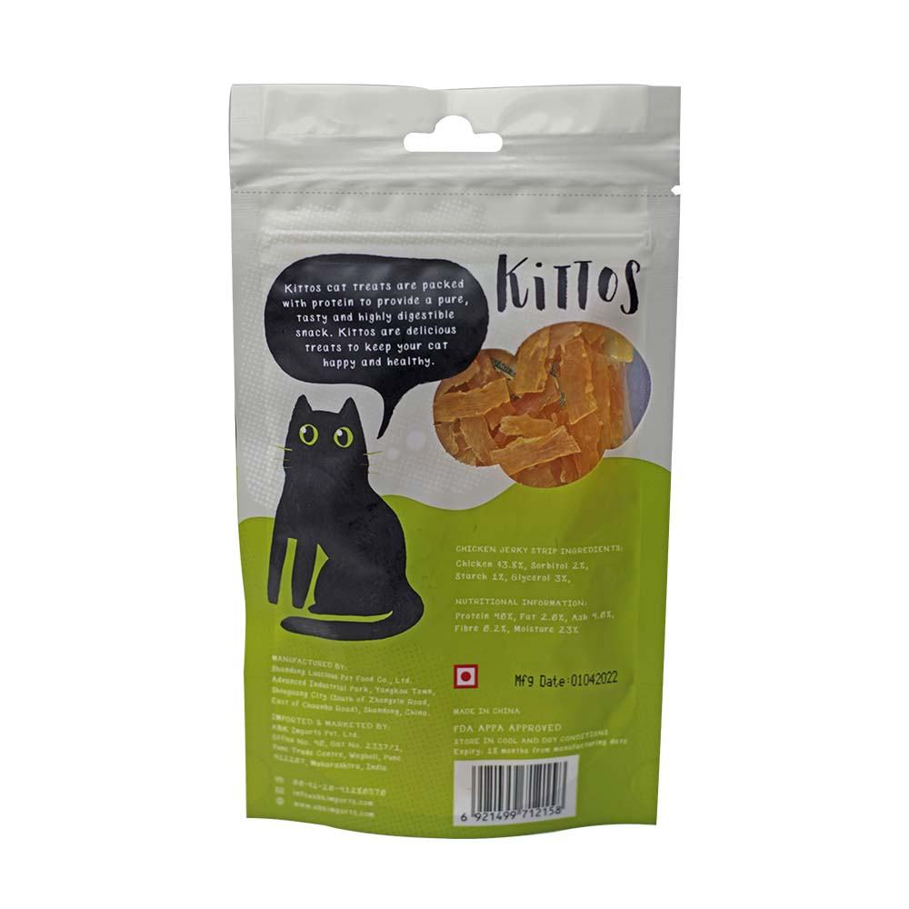 Kittos Purr Fect Chicken Jerky Strips Cat Treats Cats-Treats & Others Kittos