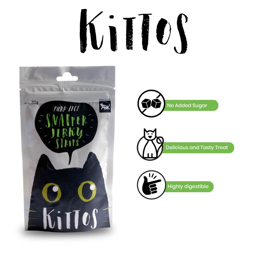 Kittos Purr Fect Snapper Jerky Strips Cat Treats