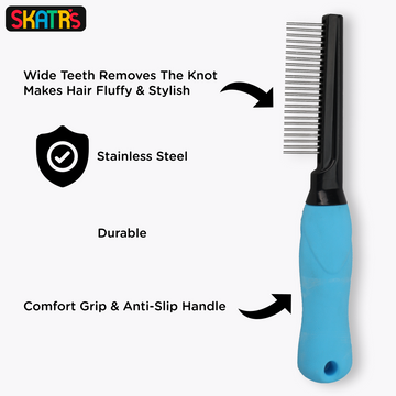 Skatrs Easy Grip Handle Comb Brush for Dogs and Cats