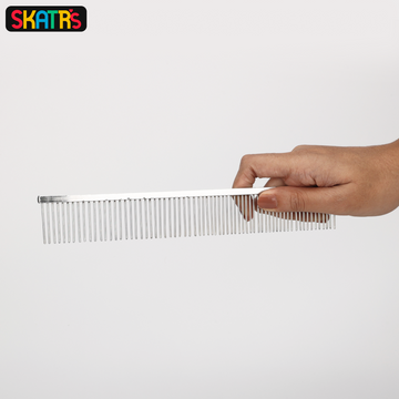 Skatrs Stainless Steel Rounded Teeth Grooming Comb Brush  Dogs and Cats (Silver)