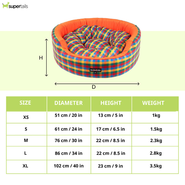 Dogobow Rubic Square Bed for Dogs and Cats (Multi Colour)