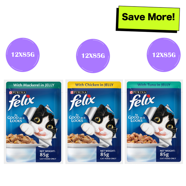 Purina Felix with Mackerel, Chicken and Tuna in Jelly Adult Cat Wet Food