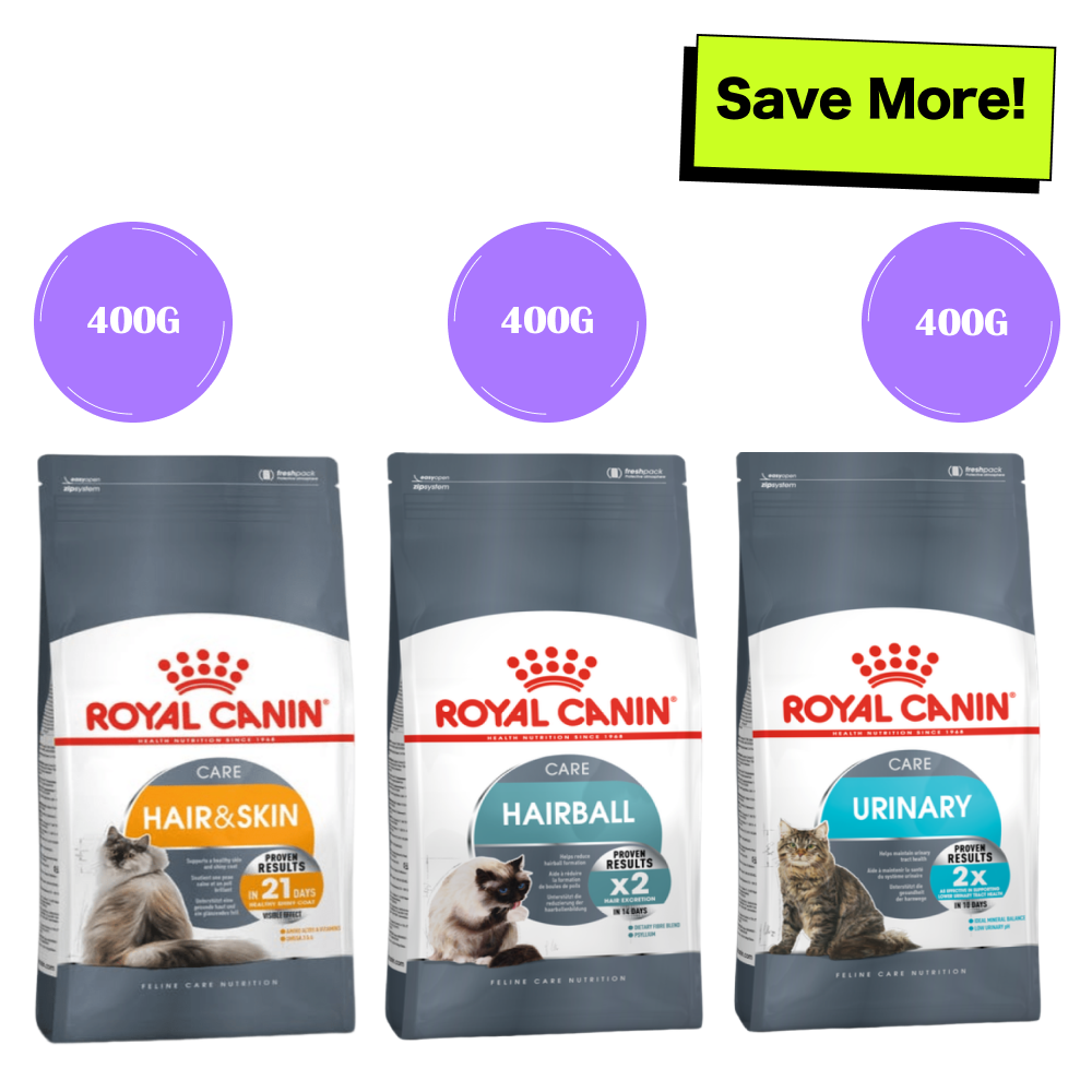 Royal Canin Hair & Skin, Hairball and Urinary Care Adult Cat Dry Food Combo