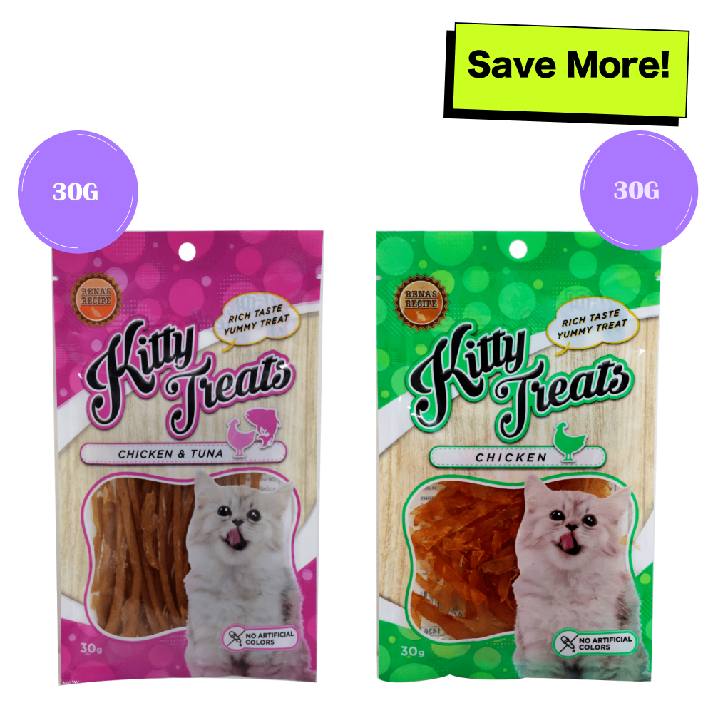 Kitty Treats Soft Chicken & Tuna and Chicken Jerky Sliced Cat Treats Combo Cats-Treats & Others Kitty Treats 2x30g