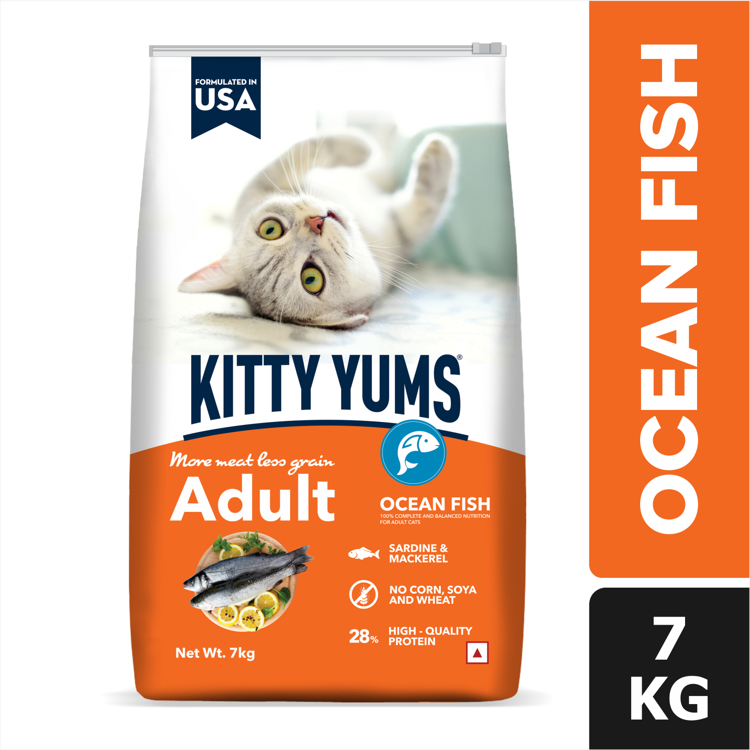 Kitty Yums Ocean Fish Adult (1+ years) Cat Dry Food Cats- Dry food Kitty Yums 7kg+75g Treat Free
