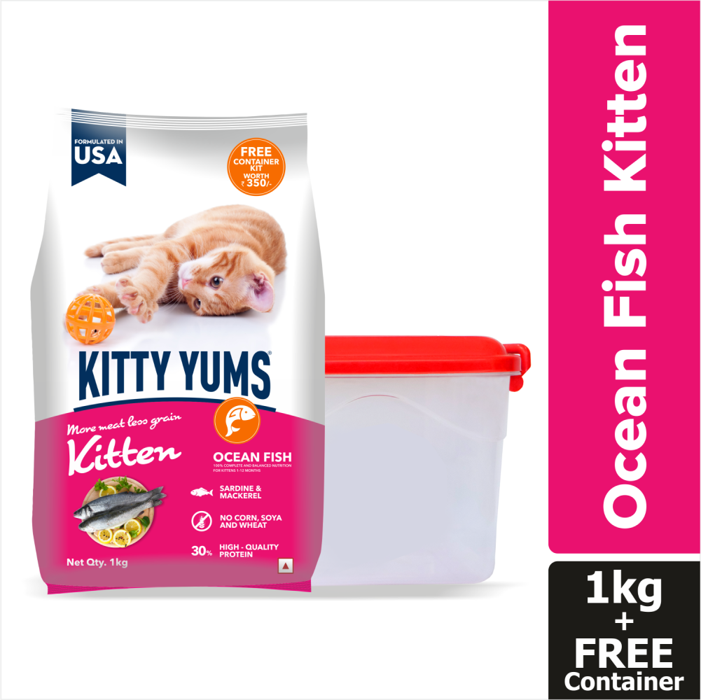 Kitty Yums Ocean Fish Kitten Dry Food, Me O Creamy Chicken Liver Cats Treats Combo Exclusive Combo Exclusive Combo