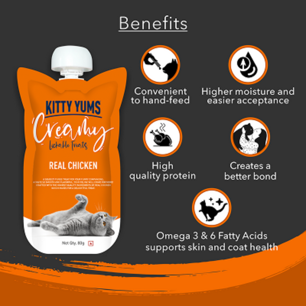 Kitty Yums Crab & Chicken and Lickable Real Chicken Creamy Cat Treats with Intas Pomisol Ear Drops for Dogs & Cats Combo