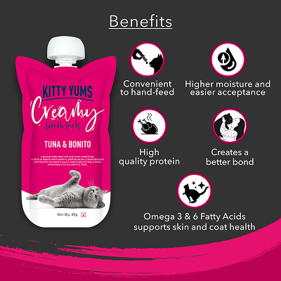 Kitty Yums Lickable Tuna & Bonito Creamy Cat Treat Cats-Treats & Others Kitty Yums