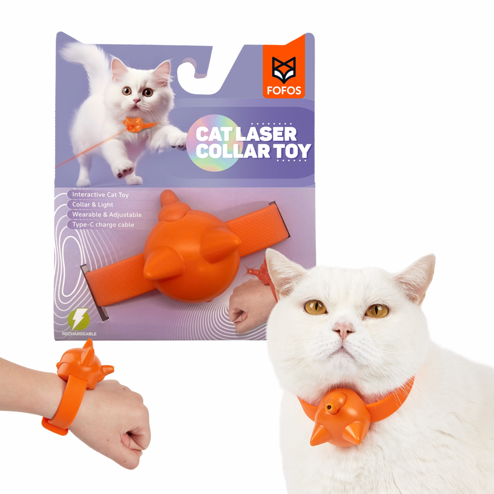 Barkbutler x Fofos Rechargeable Laser Collar Smart Toy for Cats