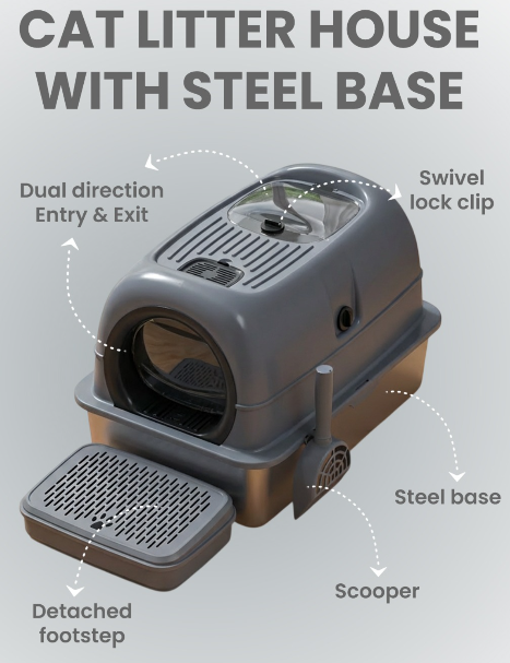 Skatrs Stainless Steel Litter Tray for Cats Litter Supplies Skatrs