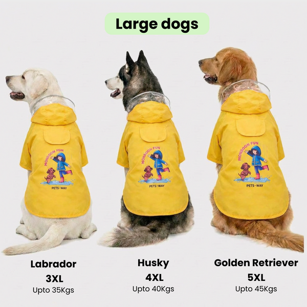 Pets Way Mistiq Yellow Monsoon Fun Raincoat for Dogs