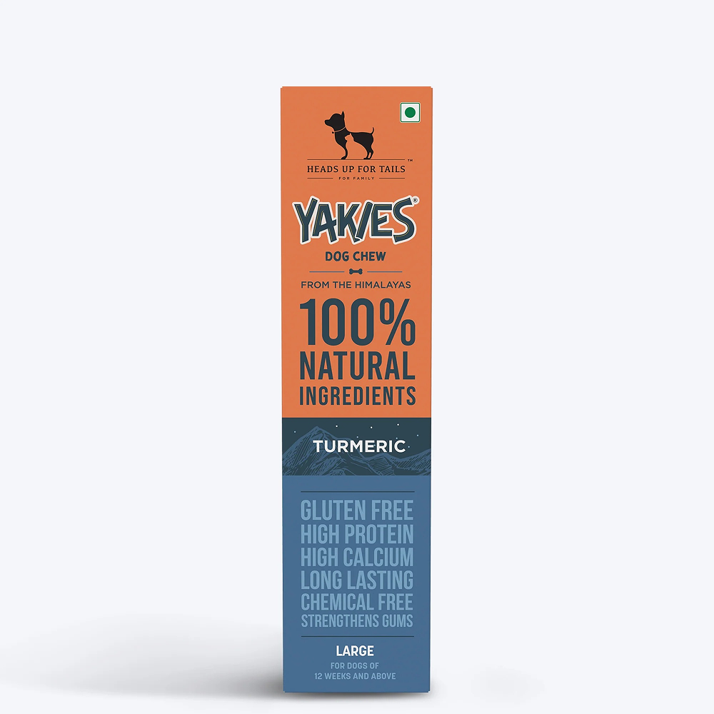 HUFT Yakies 100% Natural and Vegetarian Turmeric Gluten Free Chew Bone for Dogs Dog Treats + Others Heads Up for Tails L:75g