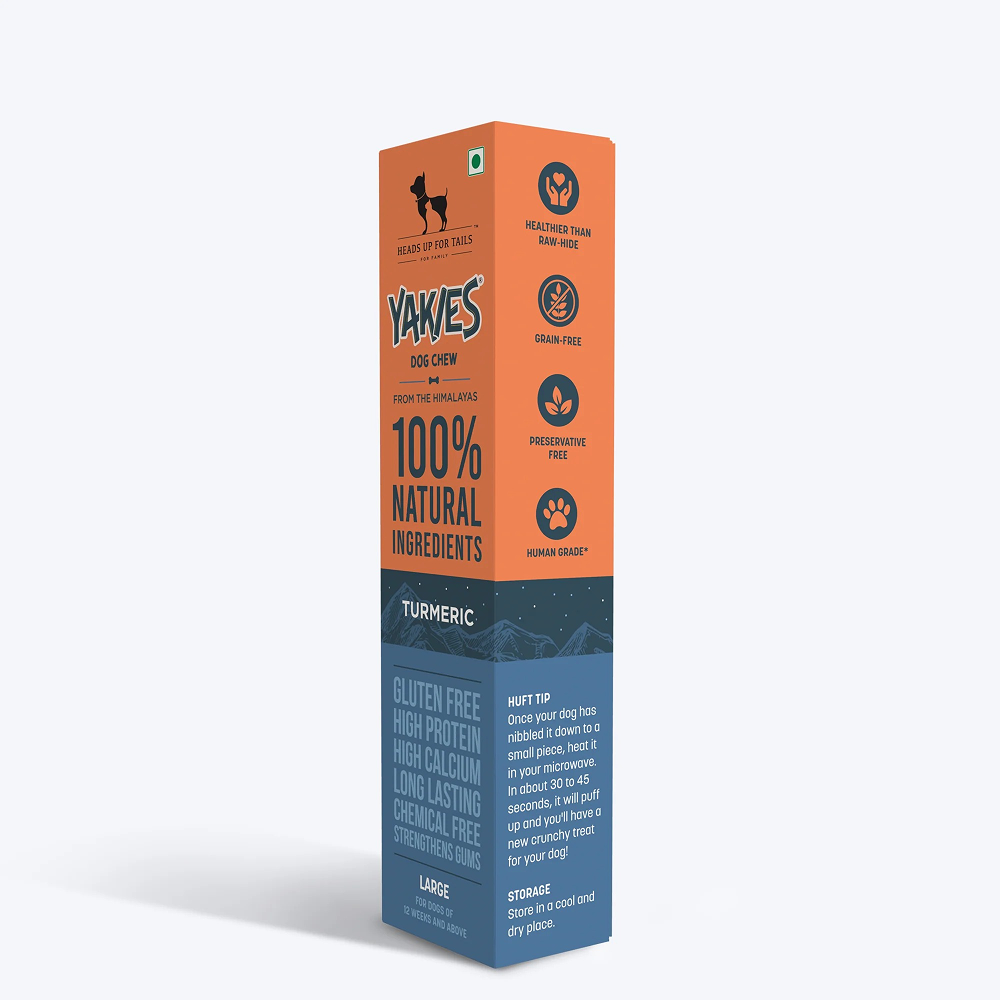 HUFT Yakies 100% Natural and Vegetarian Turmeric Gluten Free Chew Bone for Dogs Dog Treats + Others Heads Up for Tails
