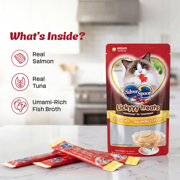 Unicharm Silver Spoon Licky Creamy Salmon Puree Stick Torori Salmon Cat Treats