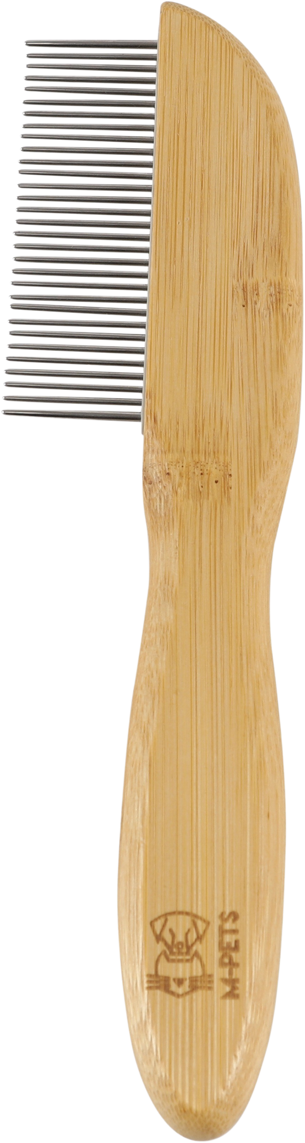 M PETS Bamboo Regular Comb With Rotating Teeth for Dogs and Cats (Brown)